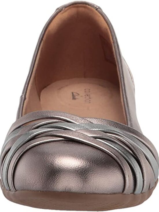 NWB CLARKS Sara Clover METALLIC BALLET FLAT sz 9 - Picture 2 of 9